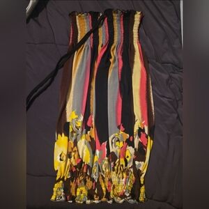 Colorful Strapless Floral Dress